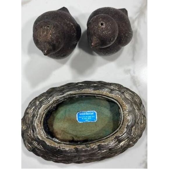 1960s Silver Plated Birds in a Nest Salt & Pepper Shakers - Picture 11 of 11